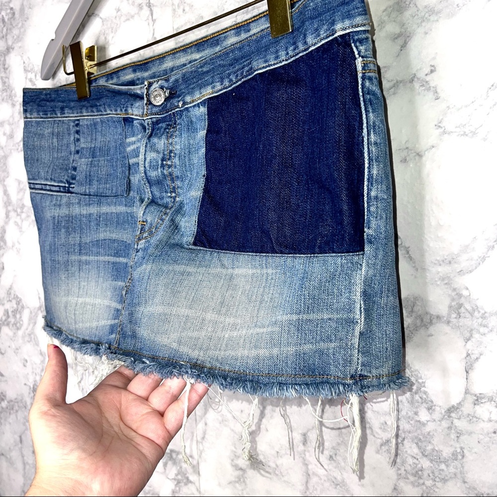 Levi’s 501 Button Fly Patchwork Frayed Raw Hem De… - image 2